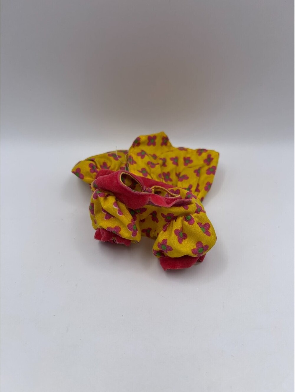 Yellow Floral Doll Dress for My Little Pony Puff Sleeve Pink Trim Ruffle Vintage